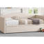 Lit de jour simple avec couchette escamotable allongée, canapé-lit rembourré, conception simple à très simple, idéale pour la chambre d'amis, velours, beige-1645809717