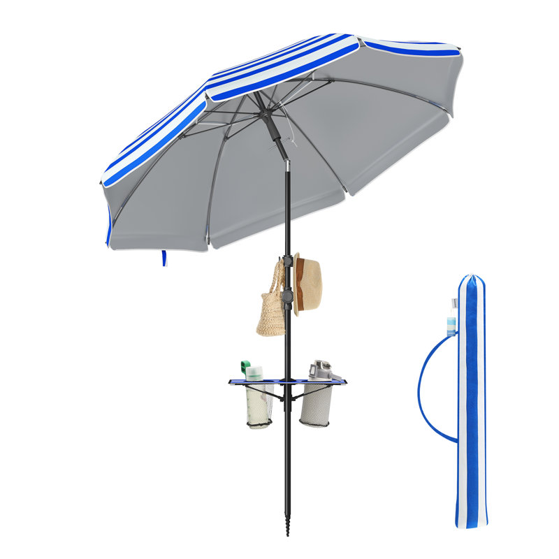 11cm Beach Parasol, Blue Striped