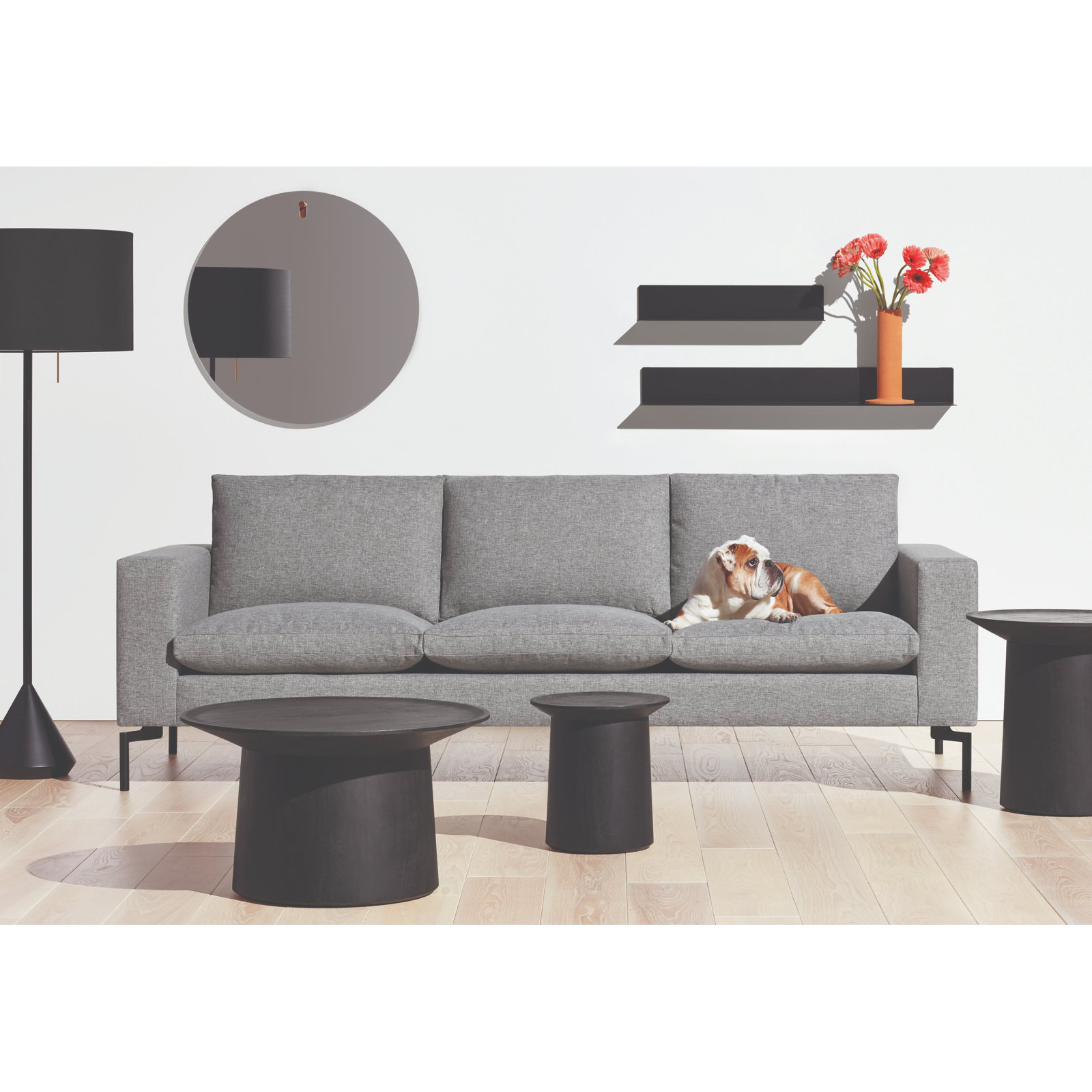 New Standard Upholstered Sofa, Black, 32" H x 92" W x 35" D, Maharam Mode in Intaglio Crossweave