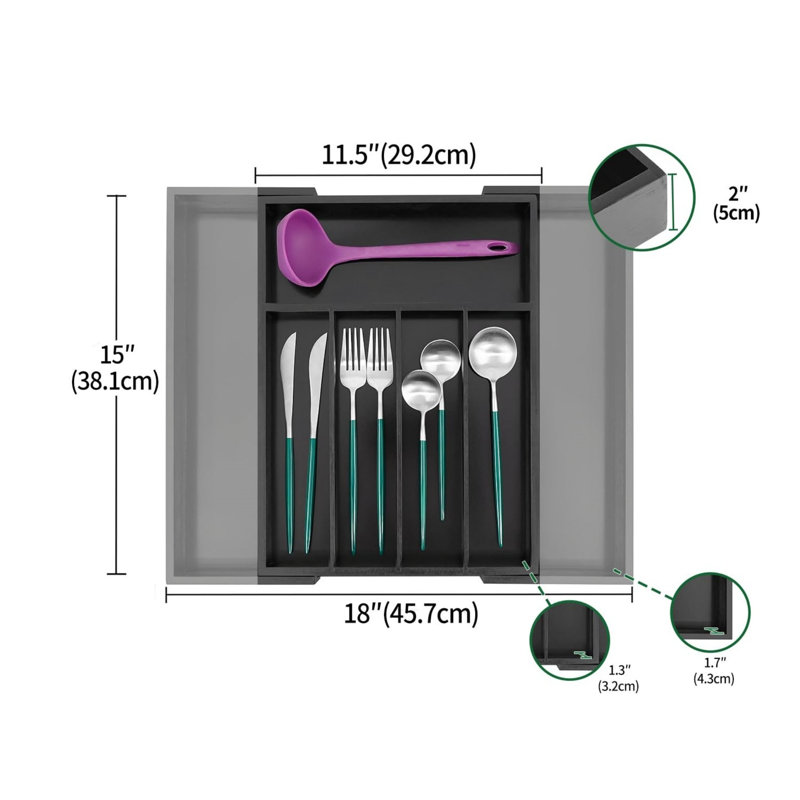 Bamboo Rectangle Utensil Storage Set