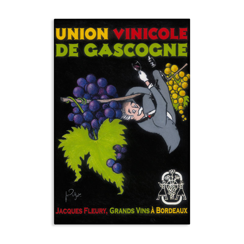 Art antique sur toile, raisins et vin, par Jean-Pierre Got, H 45 po x l 30 po