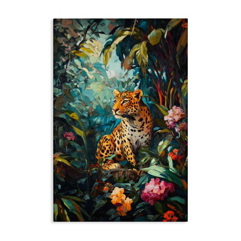 Toile de guépard sauvage Wild Side Jungle, design par Petal Prints Design, H 45 po x l 30 po