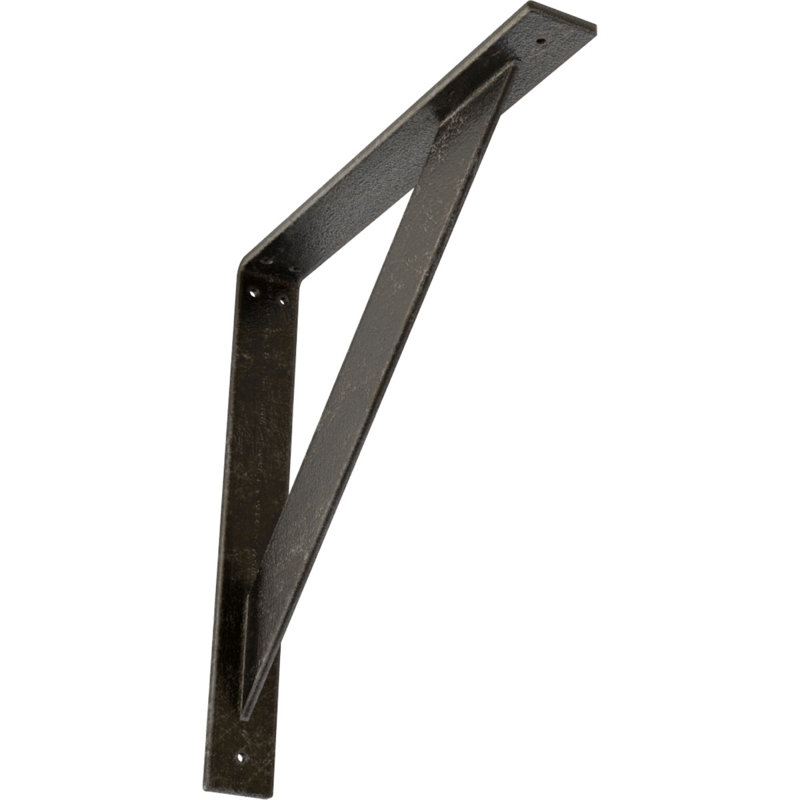 Support traditionnel en acier, Argenté antique chaleureux, H 16 po x l 2 po x P 16 po