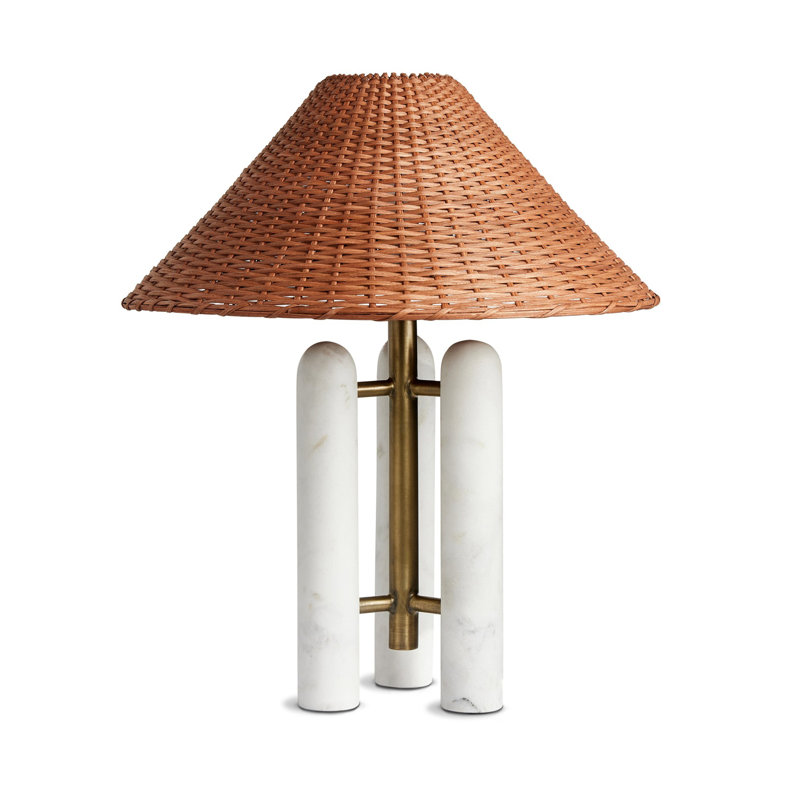Medici Table Lamp, Brown, Rattan, White