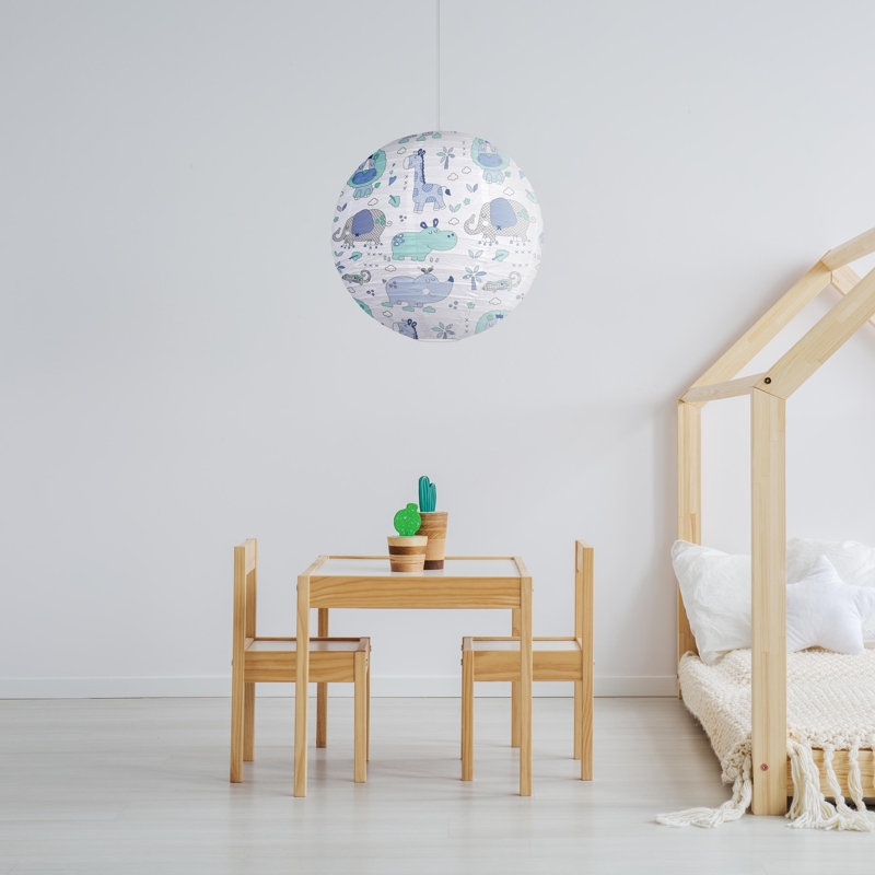 45 cm H Globe Paper Lamp Shade in Blue and Green