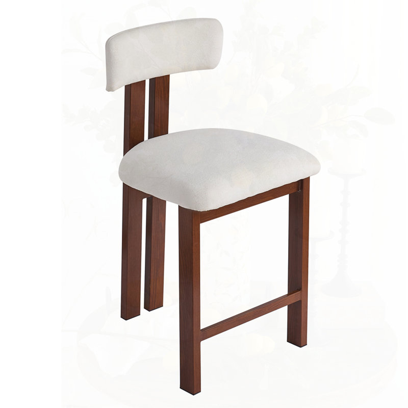 Stylish Round Stools with  Upholstered Seat & Black Metal Frame, white