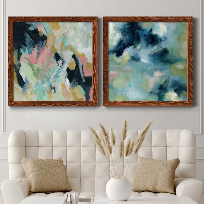 «Vitality», ensemble de 2 peintures sur toiles, Toile encadrée érable, H 24 po x l 48 po x P 1 po