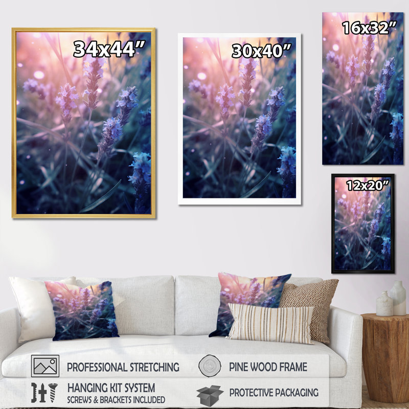 Calming Lavender Hues V, reproduction d'art sur toile encadrée, H 32 po x l 24 po x P 1 po, Cadre simple noir