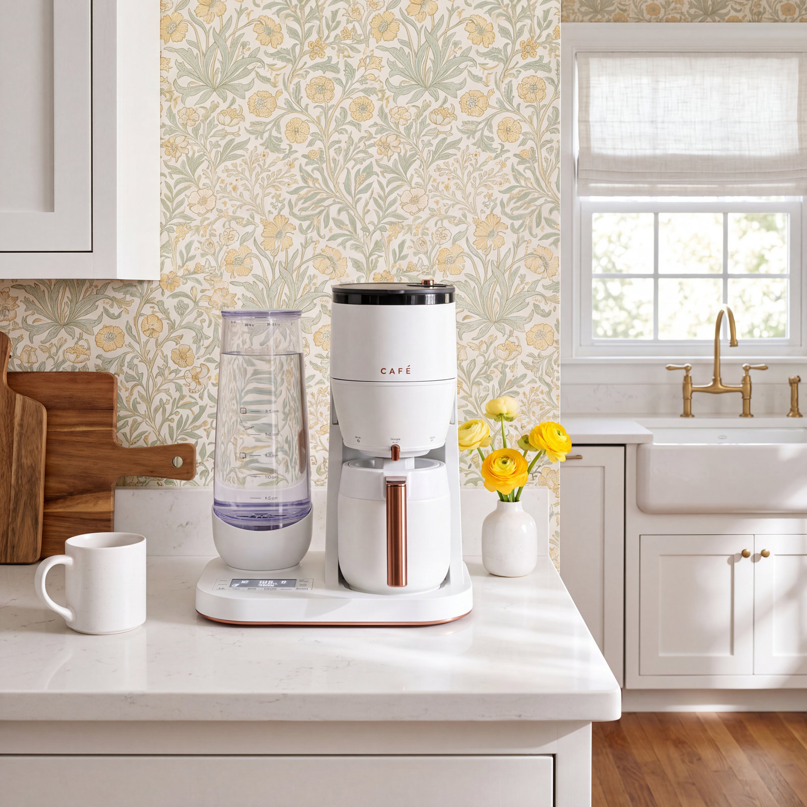 Café™ 10-Cup Grind and Brew Coffee Maker, Matte White