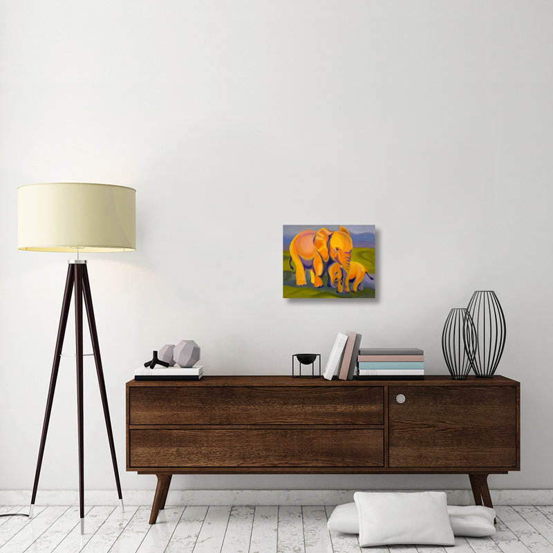 " Elephants " Print, 16" H x 20" W x 1.5" D, Stretched Canvas