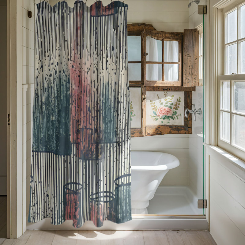 Watercolor Showers - Rideau de douche Premium, H 74 po x l 71 po