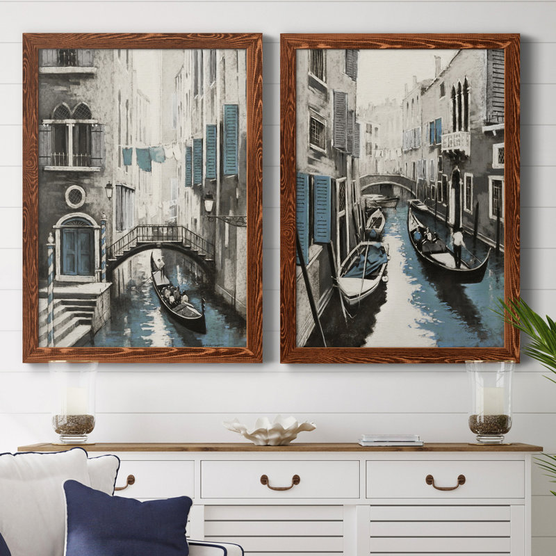 Venice I - 2 Piece Painting, No Mat, 32" H x 23" W x 1" D, Maple Framed Canvas