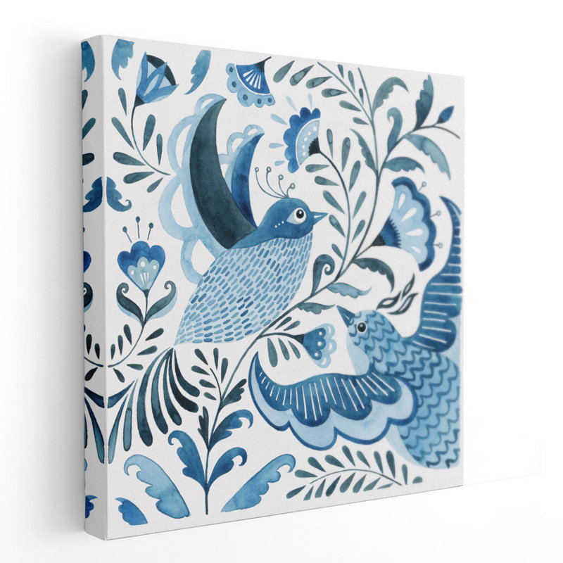 «Blue Bird Folk I», reproduction d'art sur toile, H 20 po x l 20 po