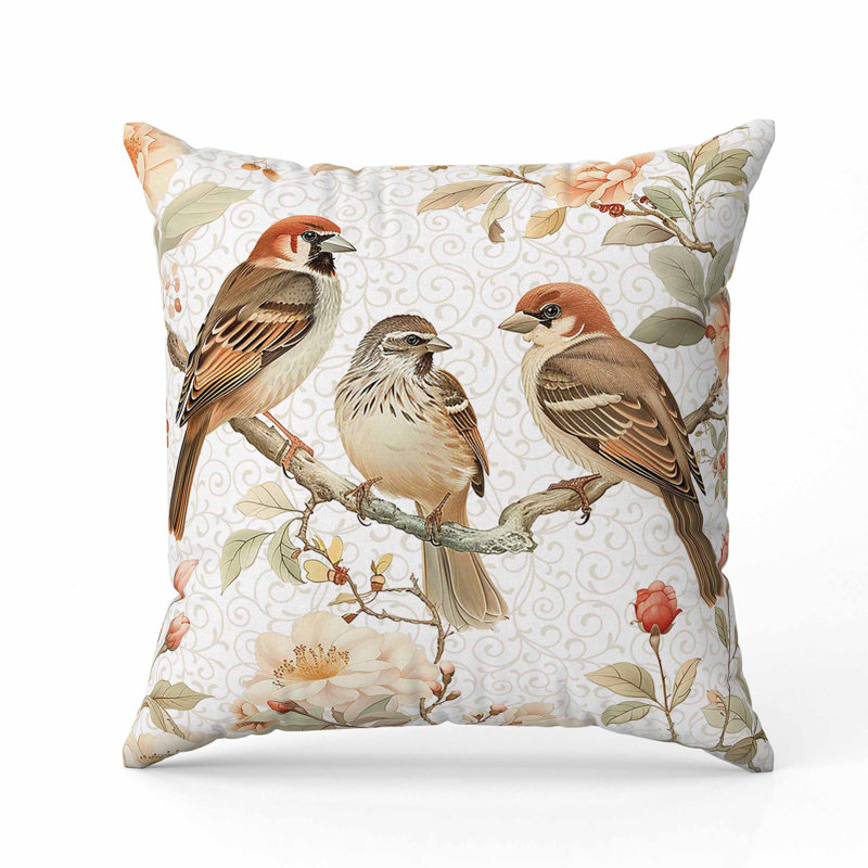 Oreiller en faux suède Branch Buddies, Rose / Orange, Carré 26 po