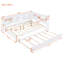 Lit de jour double en bois avec lit gigogne simple, lit de jour avec tablette de rangement et ports de chargement USB