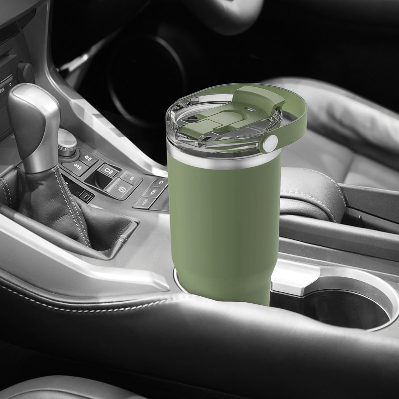 Verre isotherme 30 oz avec couvercle et poignée - vert, Vert