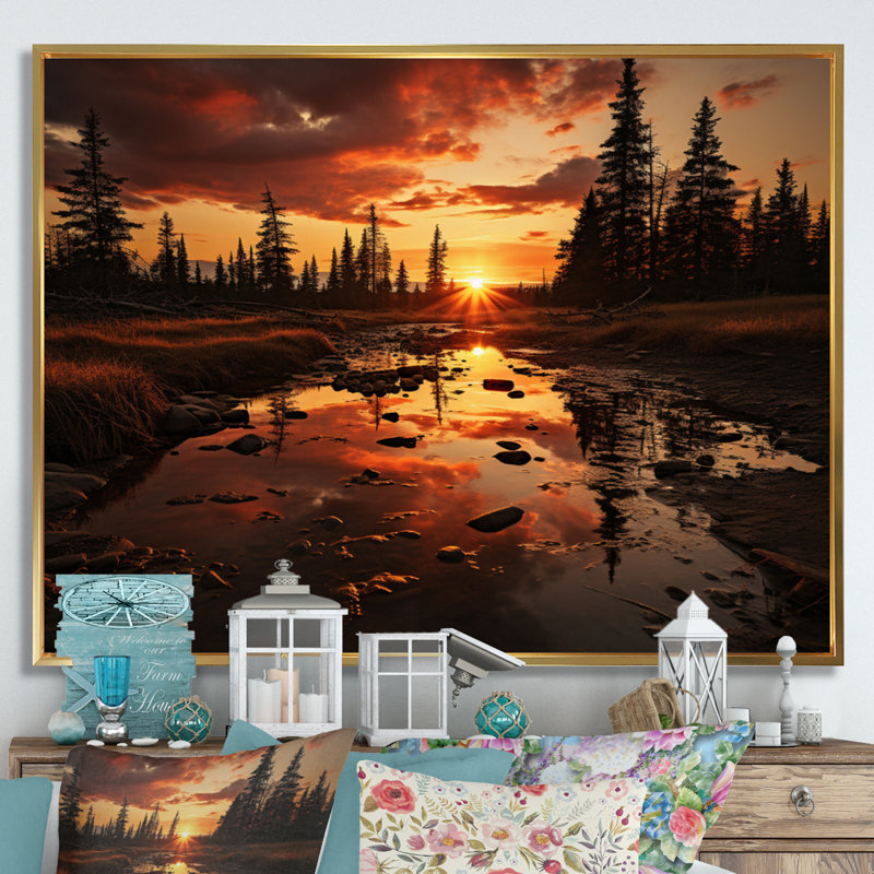 Blairsden Canada Sunset Bliss - imprimé, Cadre flottant doré, H 16 po x l 32 po x P 1 po