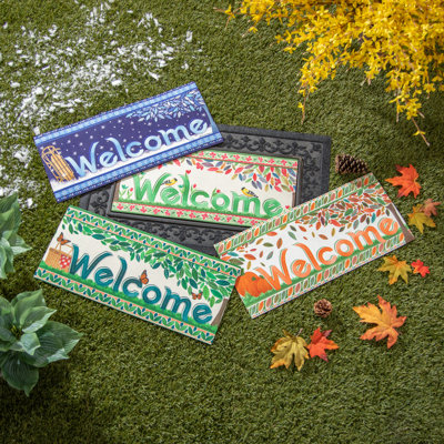 Ensemble de tapis d'intérieur / extérieur antidérapants 4 pièces 22 po x 10 po Welcome 4 Season Trees Sassafras
