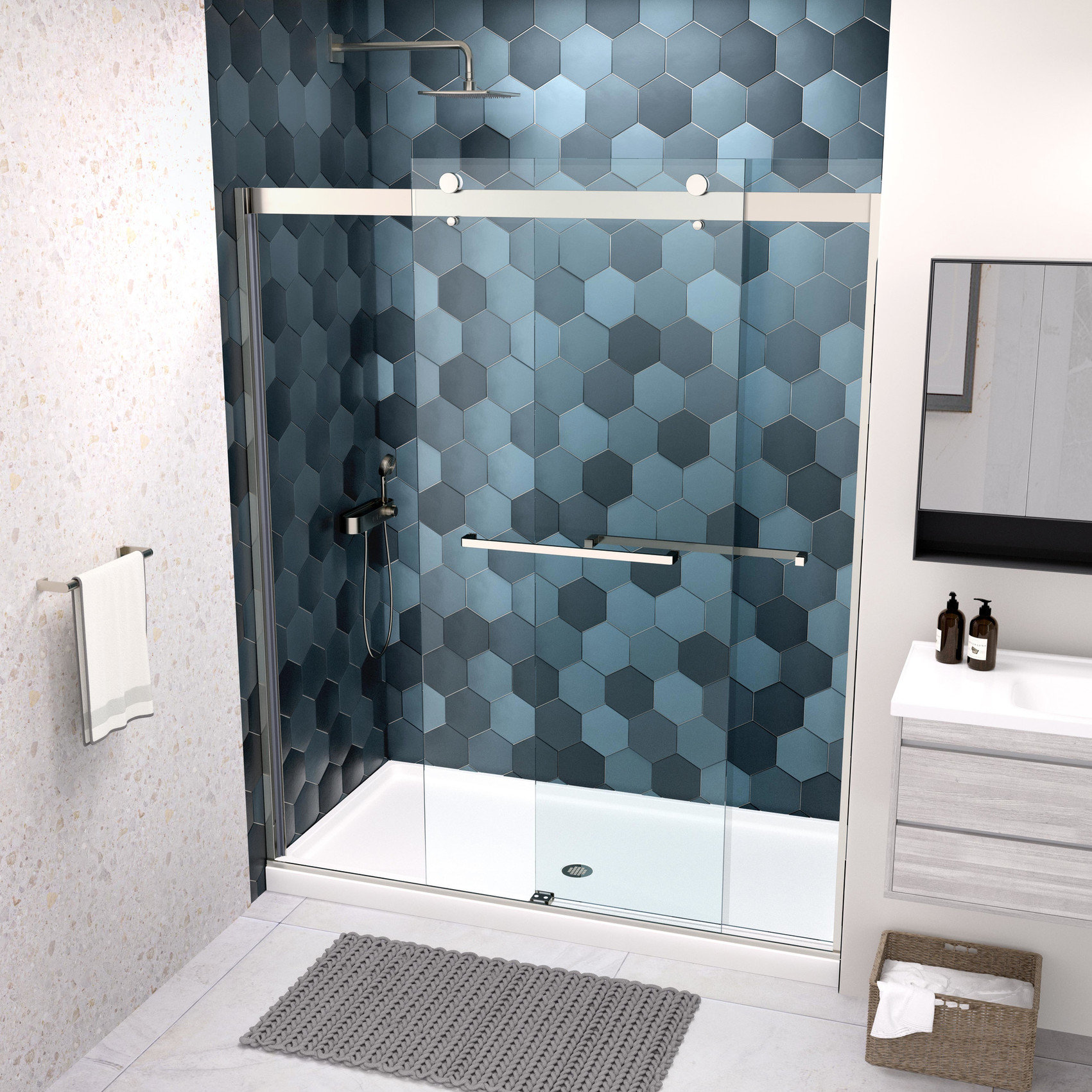 Exploding Side Door Banior Bypass Sliding Shower Door - 5/16