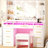 Adriel 43.3"W Makeup Vanity Desk With Lights, See-Through Desktop, Power Outlet