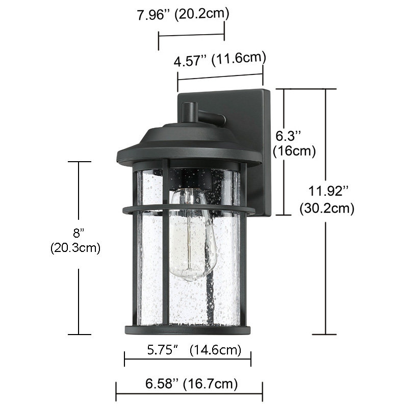 Lanterne murale d'extérieur Schlegel, 11.92" H x 6.58" W x 7.96" D