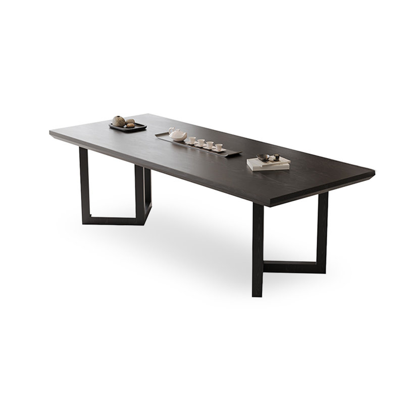 Black Rectangular Solid Wood Dining Table, 29.53"H x 78.74"L x 31.5"W