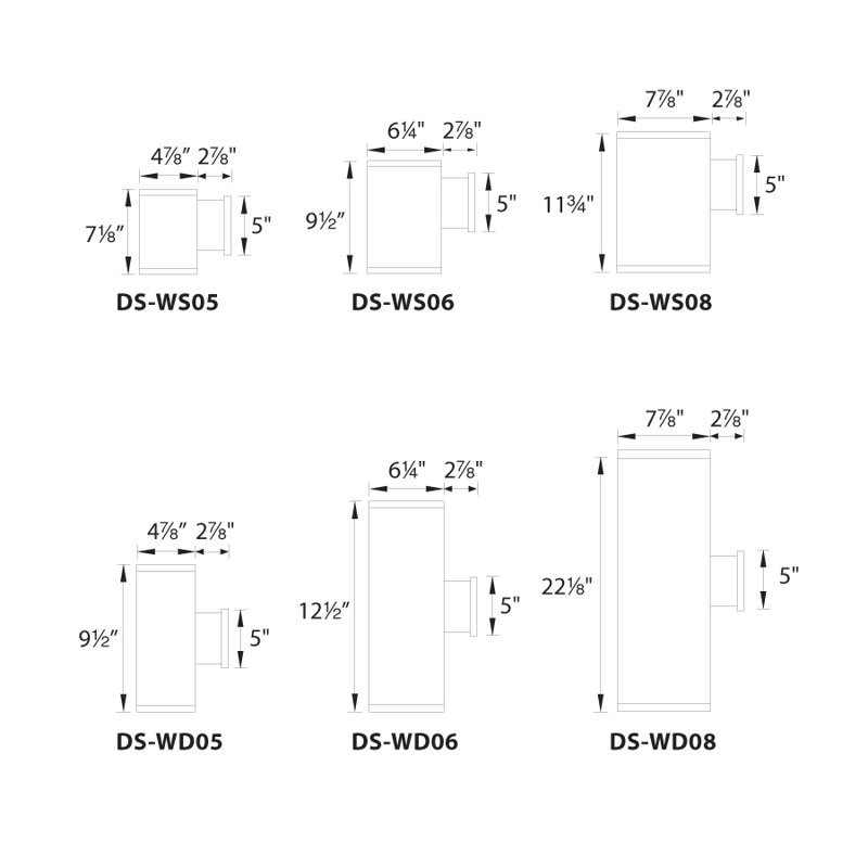 Applique à bras extérieur à del Tube, Noir, H 11,75 po x l 8 po x P 10,75 po