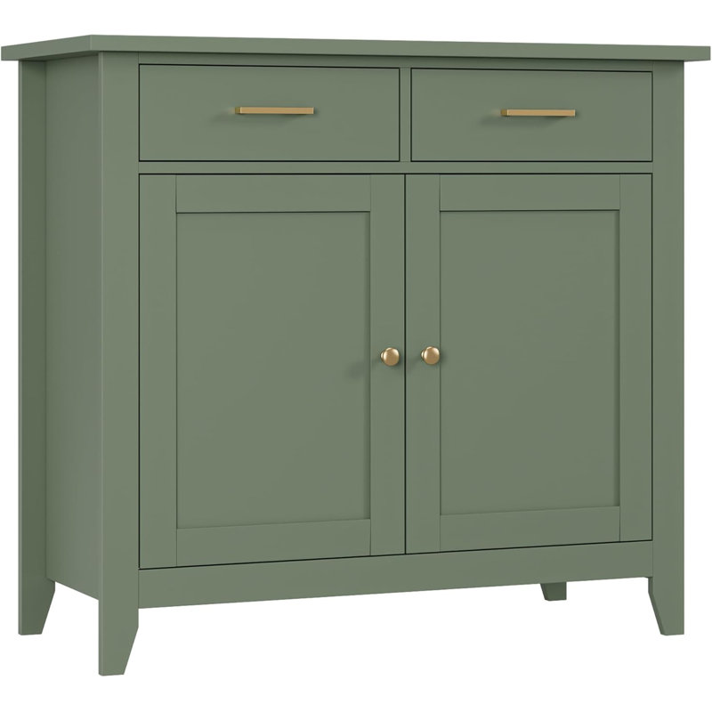 Armoire de rangement moderne avec 2 tiroirs, Vert