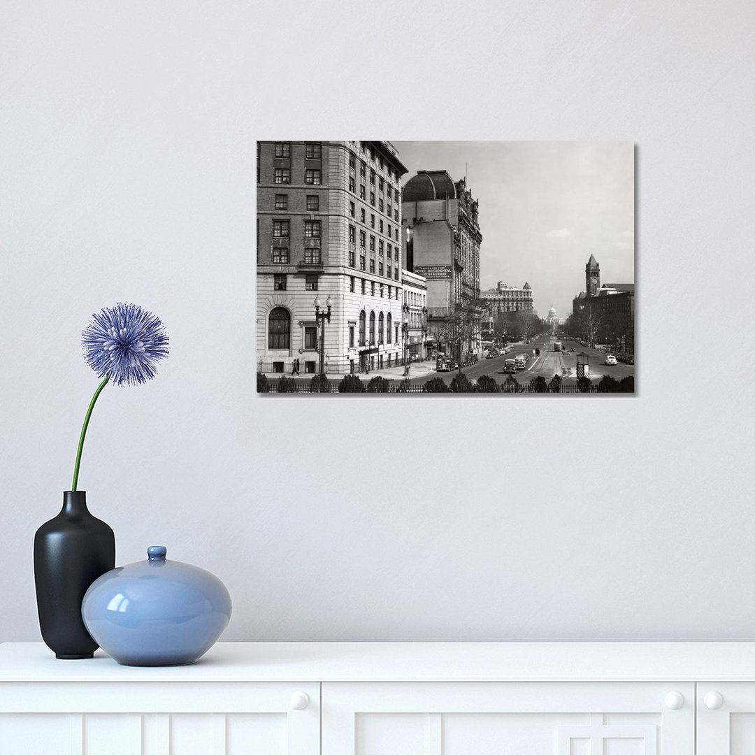 1940S Pennsylvania Avenue with Capitol Building at End Washington DC USA - Wrapped Canvas Photograph