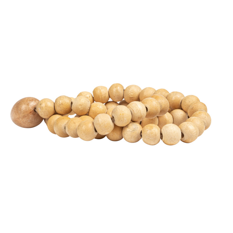 Brin de perles de bois avec gouttes de bois décoratives, H 39,25 po x l 0,75 po x P 0,75 po