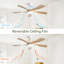 Ventilateur de plafond à DEL moderne de 52 pouces avec moteur à courant continu réversible à télécommande à 3 couleurs et 5 pales ABS pour la chambre à coucher-2135633714
