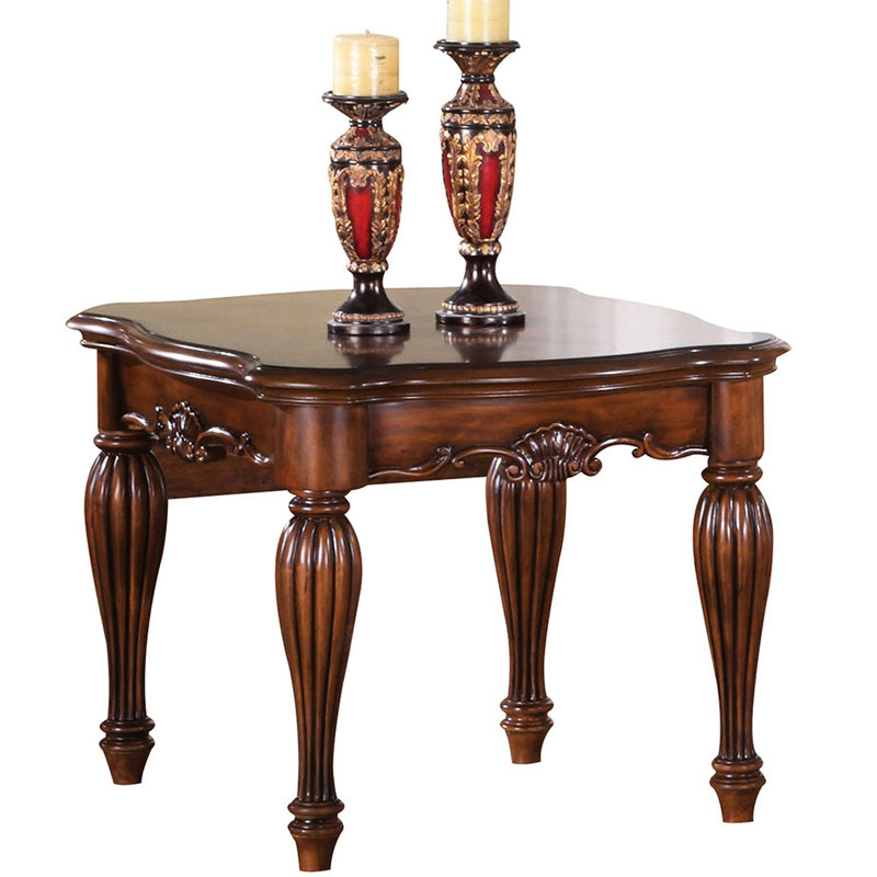 Sleek Graceful Cherry End Table For Home Living Modern With Turned Legs
