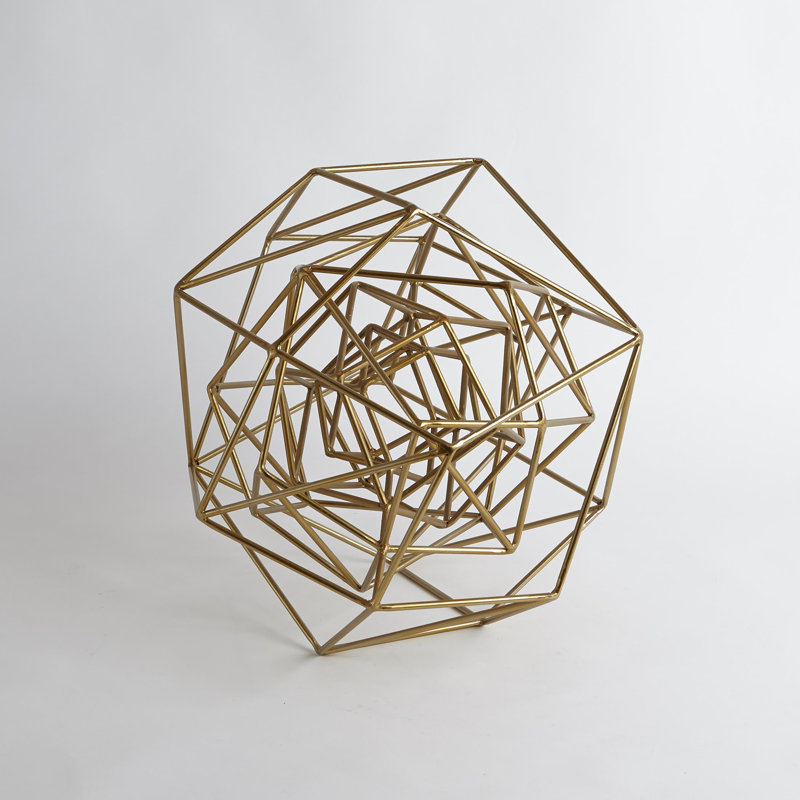 Geo Sculpture, 8" H x 10" W x 10" D, Gold