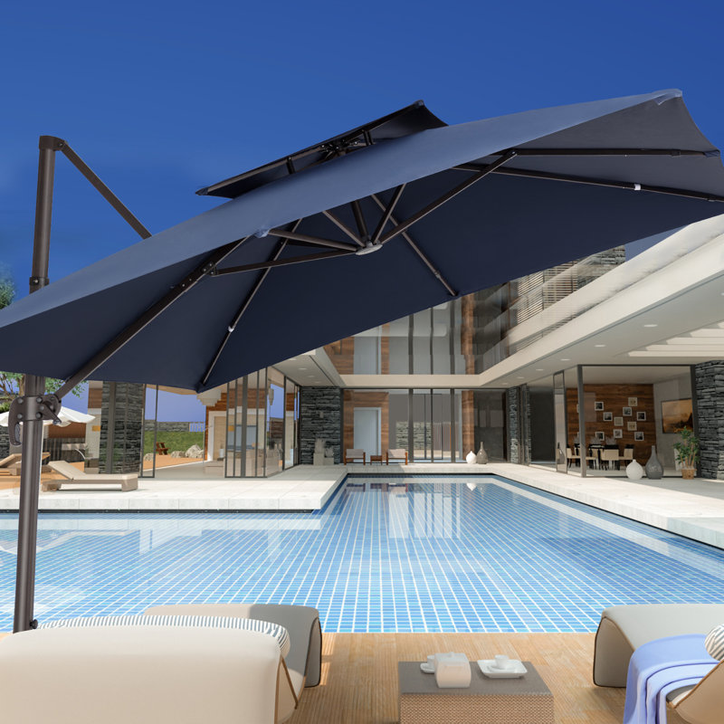 Parasol en porte-à-faux 11 pi Germar, Bleu marine, H 106 po x l 132 po x P 132 po