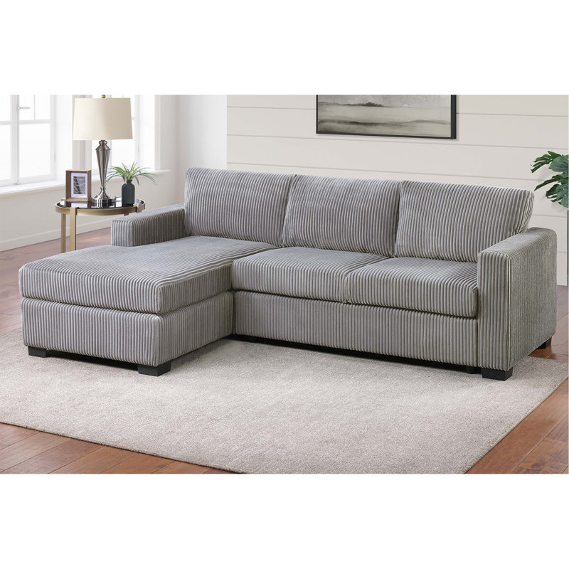 Canapé modulaire en L avec accoudoirs carrés 2 pièces et pieds carrés en plastique, Gris clair