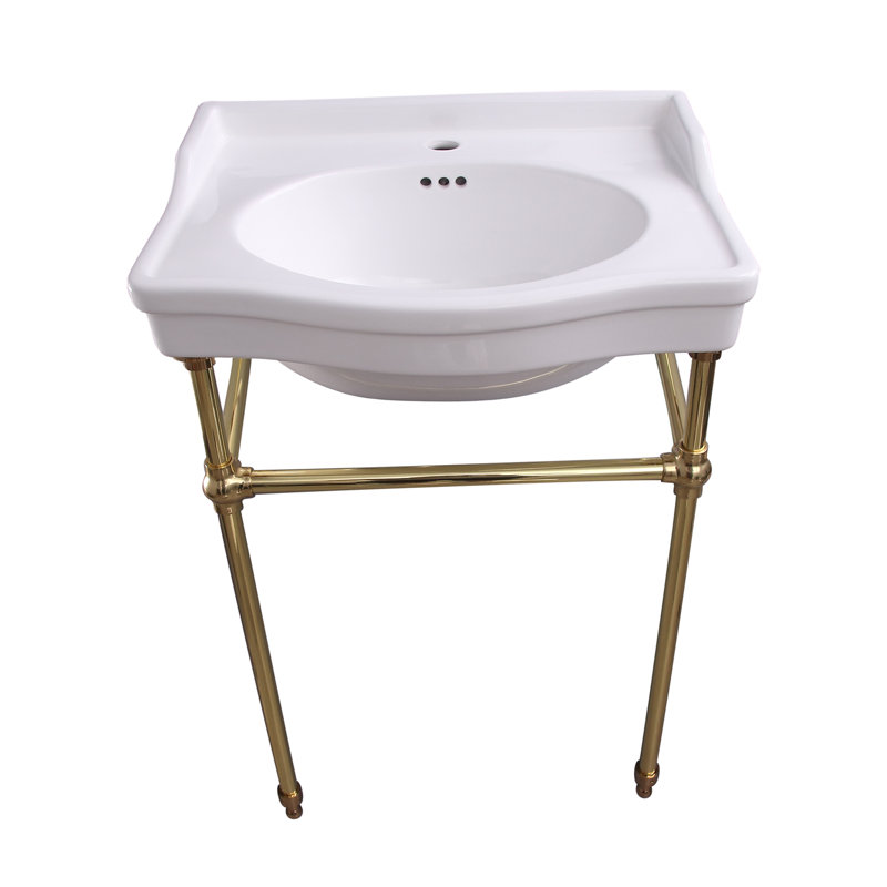 Lavabo de salle de bain console 24 po vitreux avec trop-plein cali