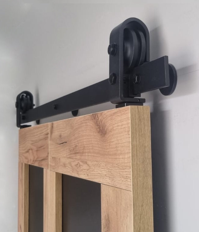 Folding Interior Door, 60 cm, Black, M-6 8 Mirror Panels + Decorative Screws