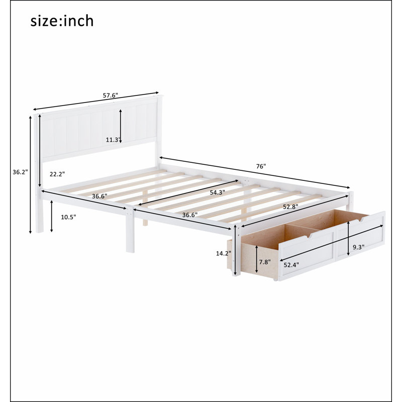Platform Bed with Under-bed Drawers