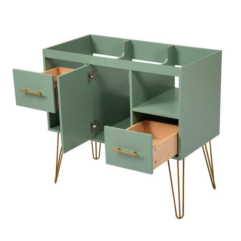 Meuble-lavabo 36 po moderne avec 2 tiroirs et compartiments, armoire 36 po facile à installer, structure en bois massif
