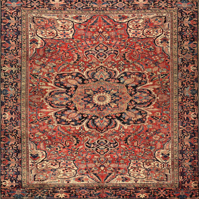 Tapis bleu marine / rouge Nataniel