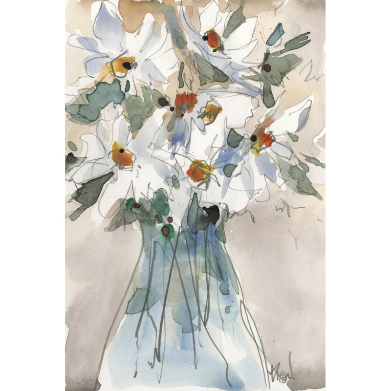«Daisy Point of View II» par Samuel Dixon - peinture sur toile tendue, H 48 po x l 32 po