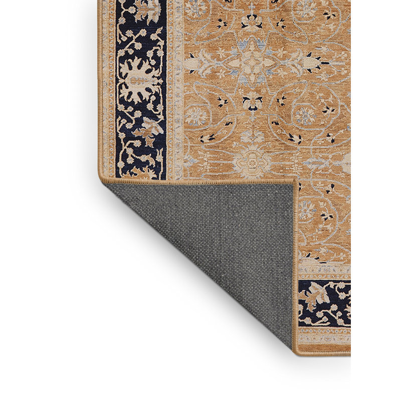 Tapis oriental bleu marine / brun clair Hayrenik, Rectangle 6 pi x 9 pi