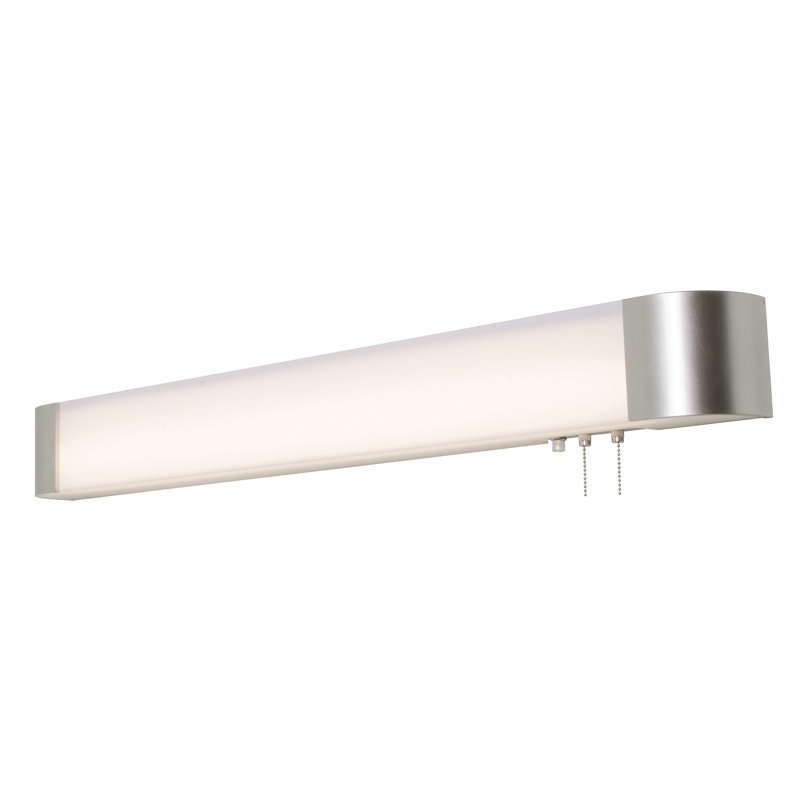 Plafonnier encastré à del rectangulaire simple 1 lumière Quon, Nickel satiné, H 5 po x L 52 po x P 5 po