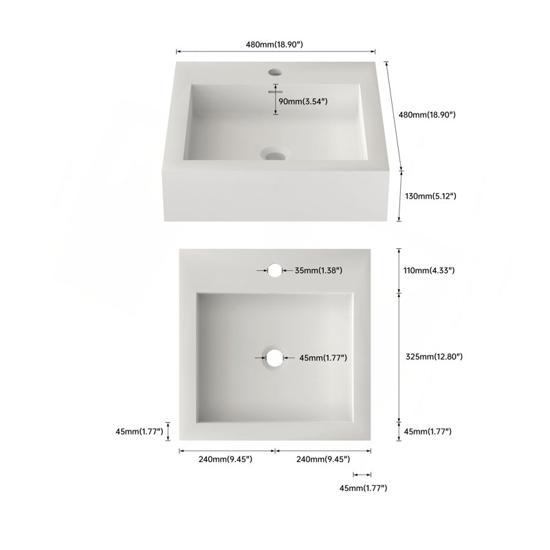 Bathroom Matte Solid surface Basin