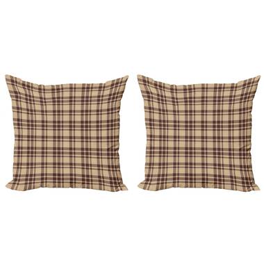 Large Plaid Faux Suede Square Throw Pillow with Insert