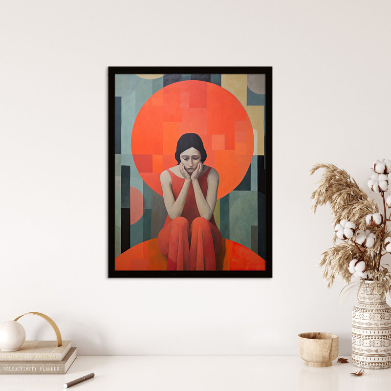 Women's Troubles Orange Moon Portrait - Single Picture Frame Print
