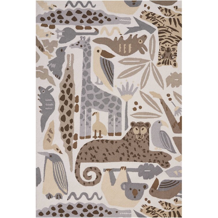 Harriet Bee Crew Park Hand-Hooked Gray/Beige Area Rug & Reviews | Wayfair