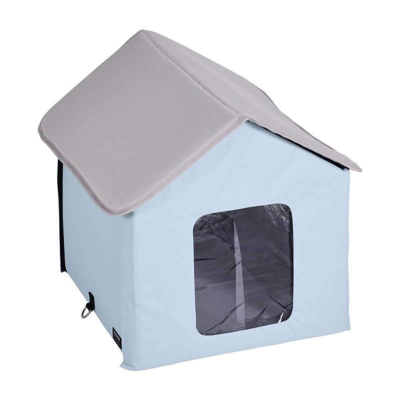 Abri pour chat chauffant pliable pour chat avec petit coussin chauffant, Bleu