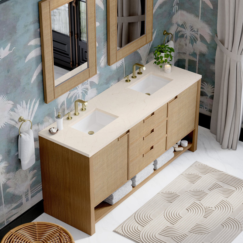 Solene 72'' W Double Vanity, Charcoal Soapstone Quartz, 8" Centers