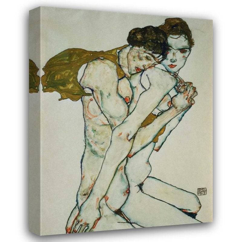 Toile tendue avec châssis Lark Manor ™ Schiele, Egon, titre «Friendship», H 47 po x l 36 po